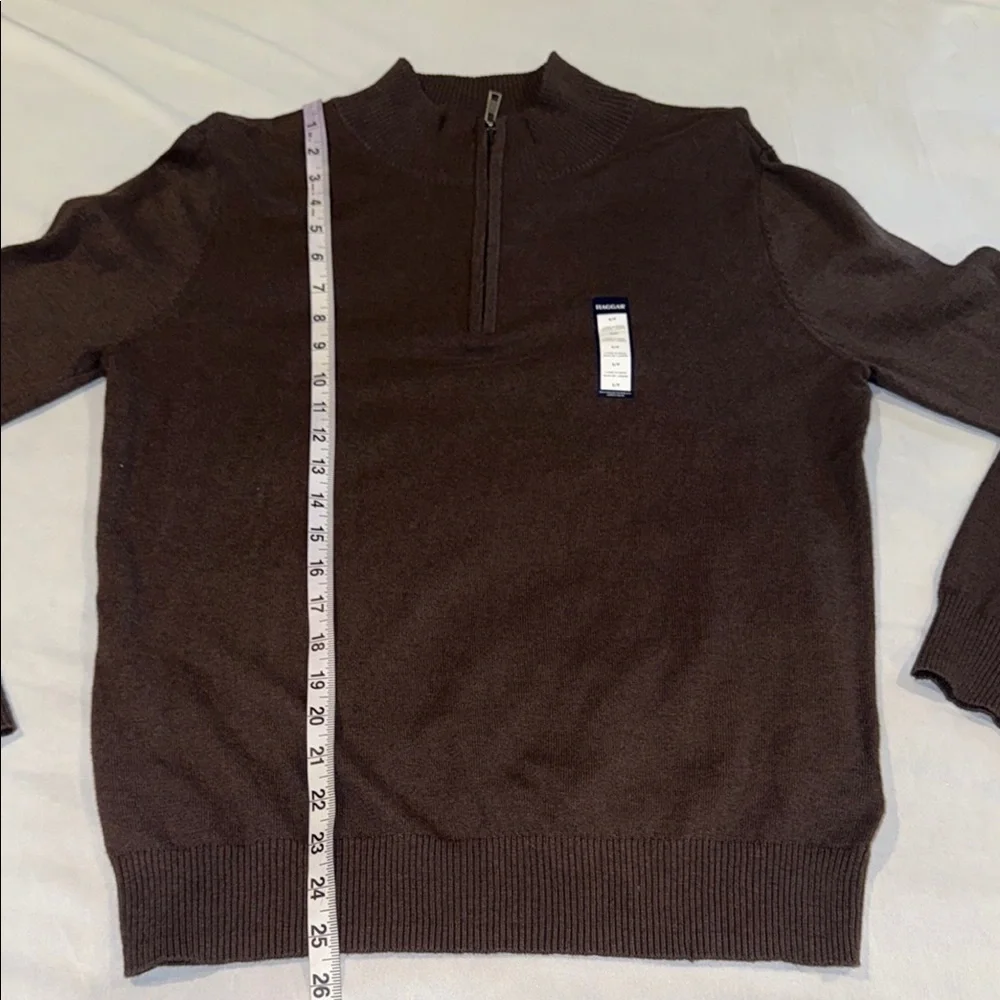 Haggar Cashmere Sweater cotton Brown Zip Up Classic Knit Men's Size S - Picture 7 of 10